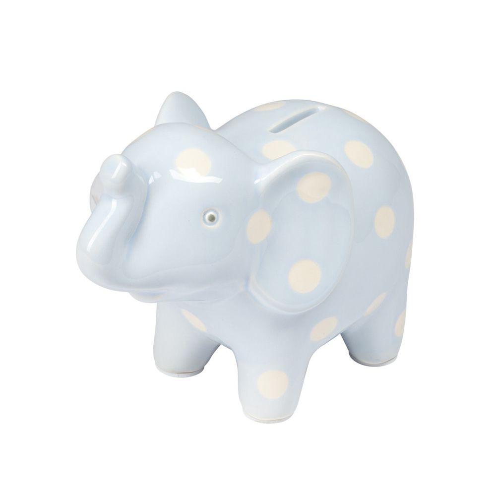 Elegant Baby Blue Ceramic Elephant Bank Borsheims