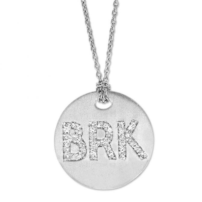 Roberto Coin White Gold "BRK" Disc Pendant Necklace