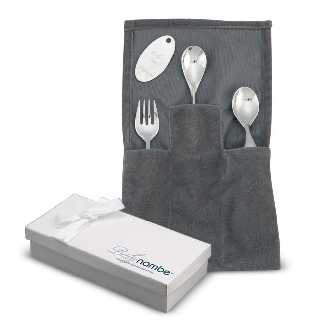 Nambe Baby Loop Spoon, Fork and Feeding Spoon