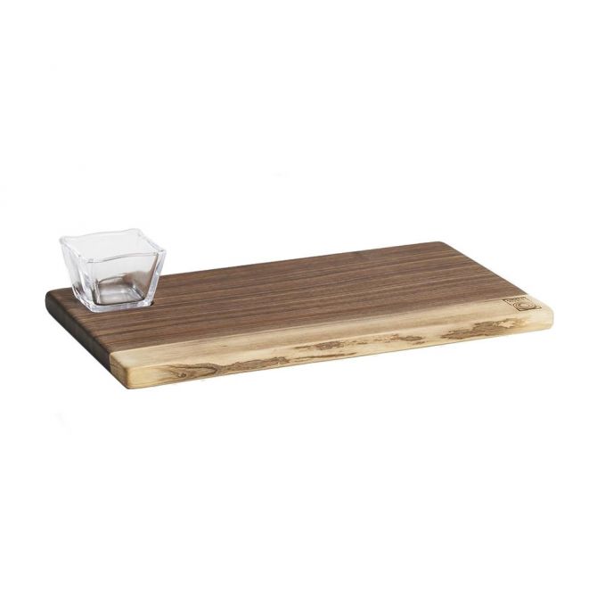 Andrew Pearce Black Walnut Board with Simon Pearce Glass Bowl