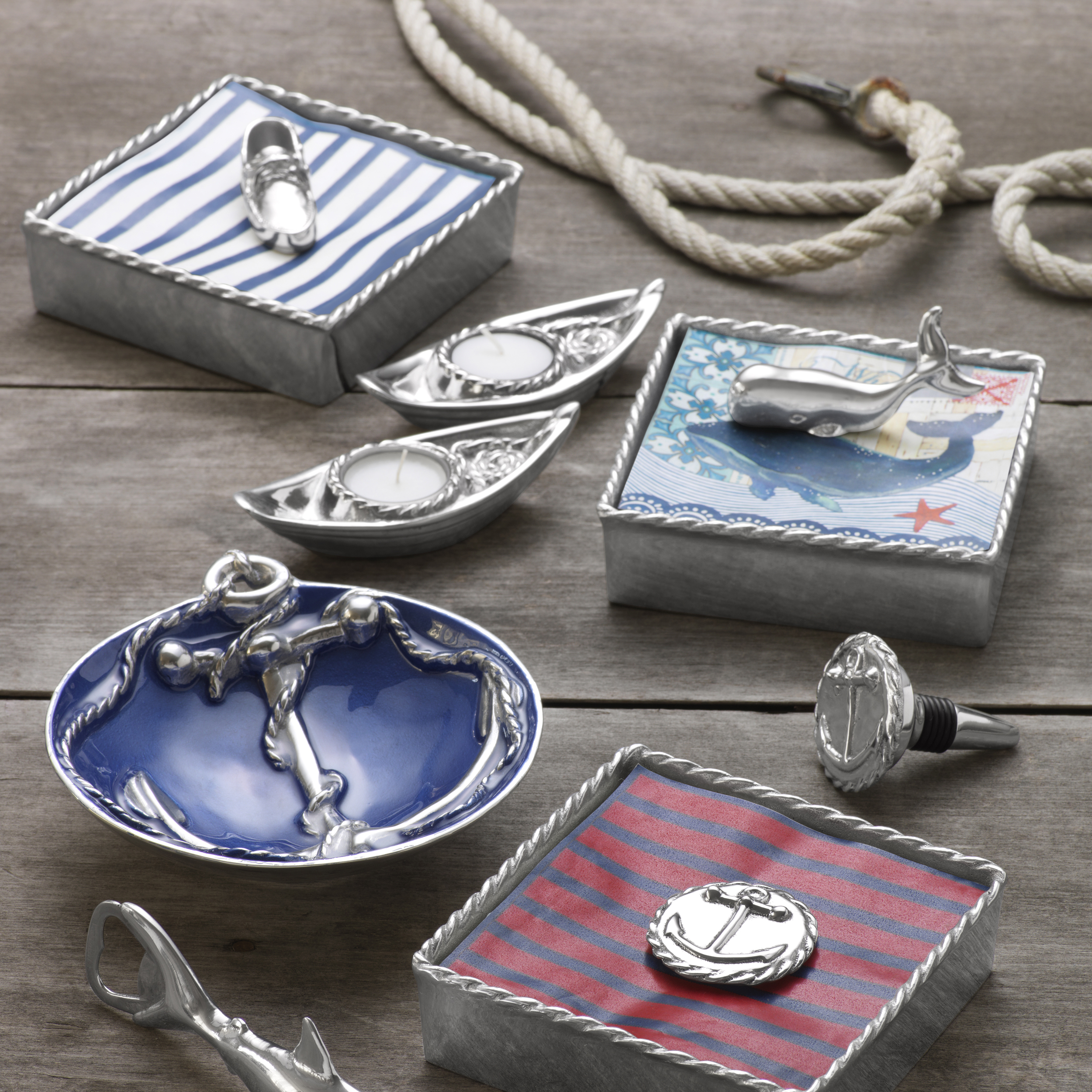 Mariposa Anchor Sauce Dish, Cobalt