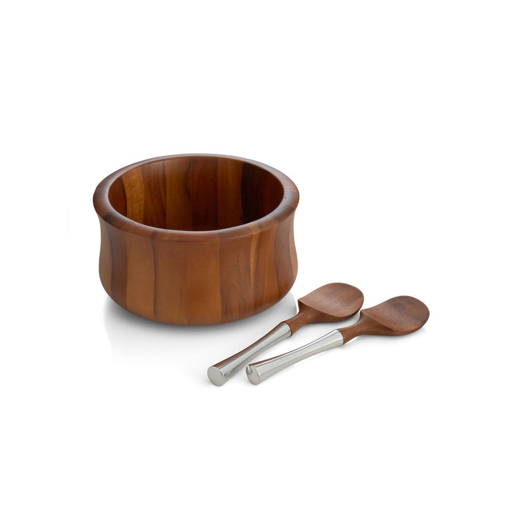 Nambe Nara Salad Bowl With Servers