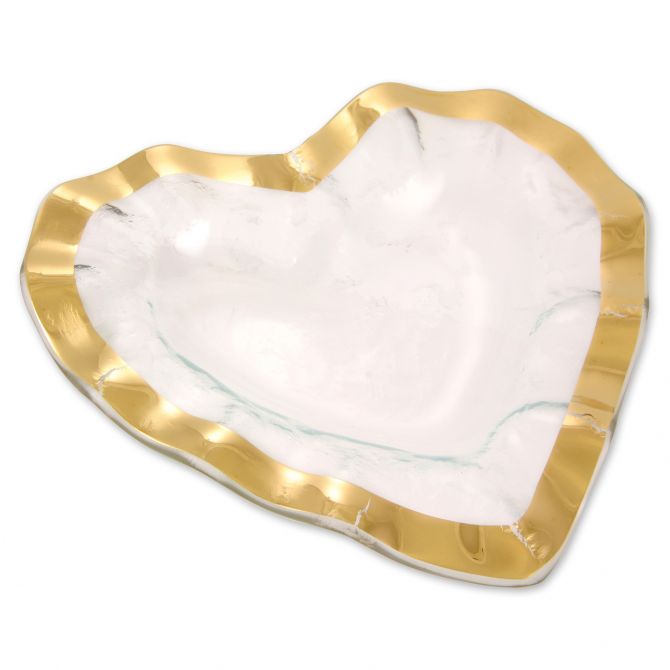 Annieglass Ruffle Gold Heart Bowl, 8"
