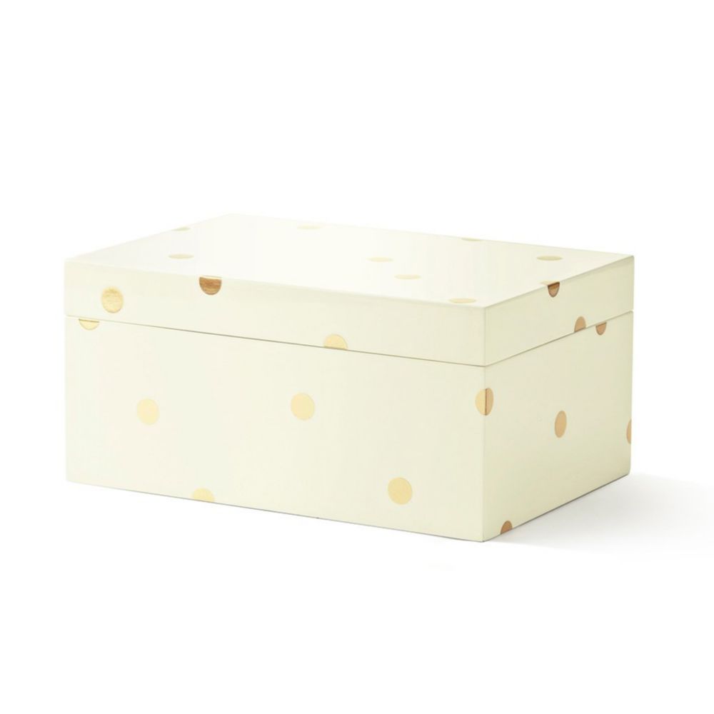 Kate Spade Large Lacquer Jewelry Box, Gold Scatter Dot | Borsheims