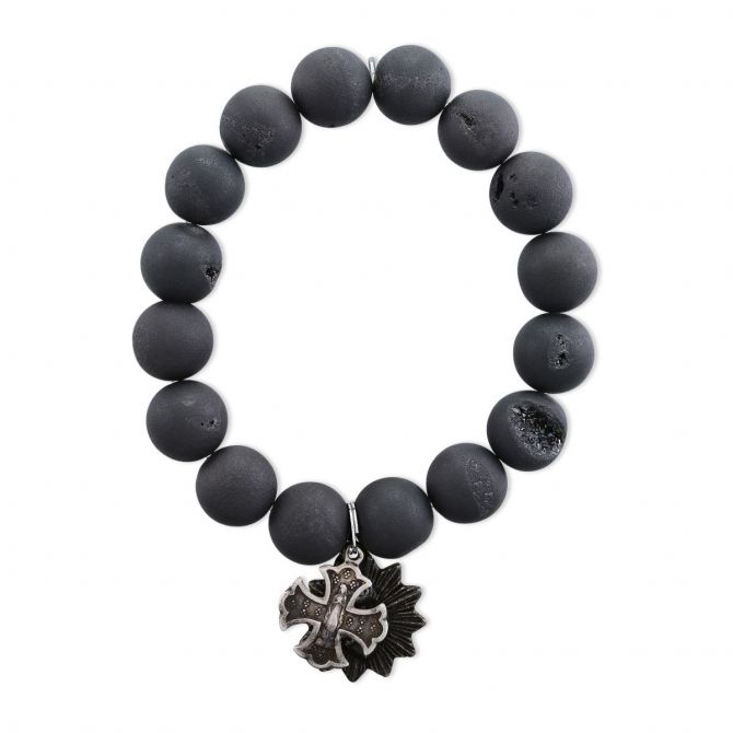 Miracle Icons by Mary Jo Pane Black Druzy Agate Bracelet