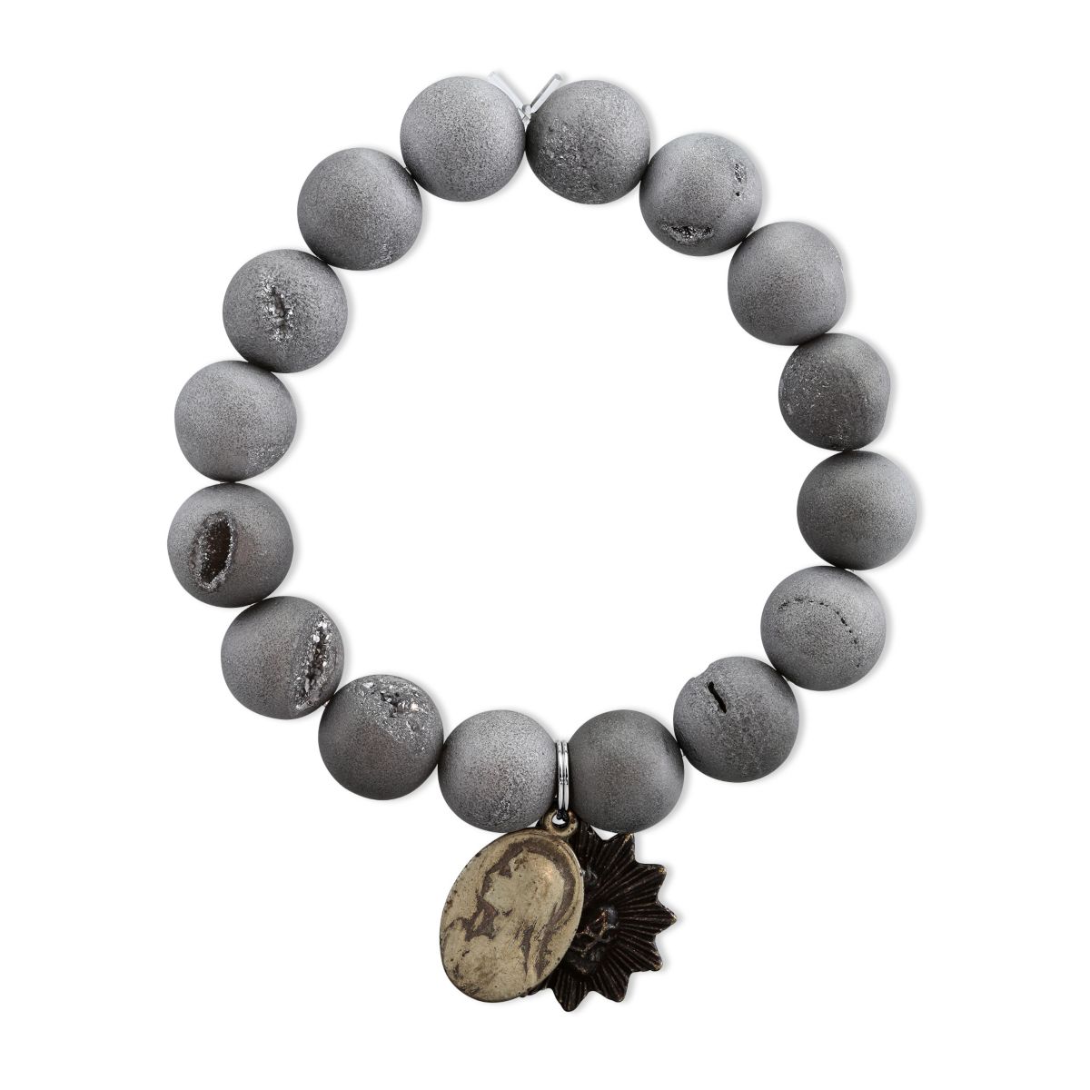 Miracle Icons by Mary Jo Pane Grey Druzy Agate Bracelet