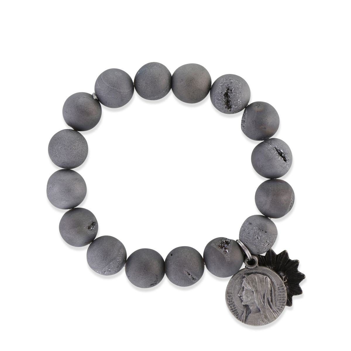 Miracle Icons by Mary Jo Pane Grey Druzy Agate Bracelet