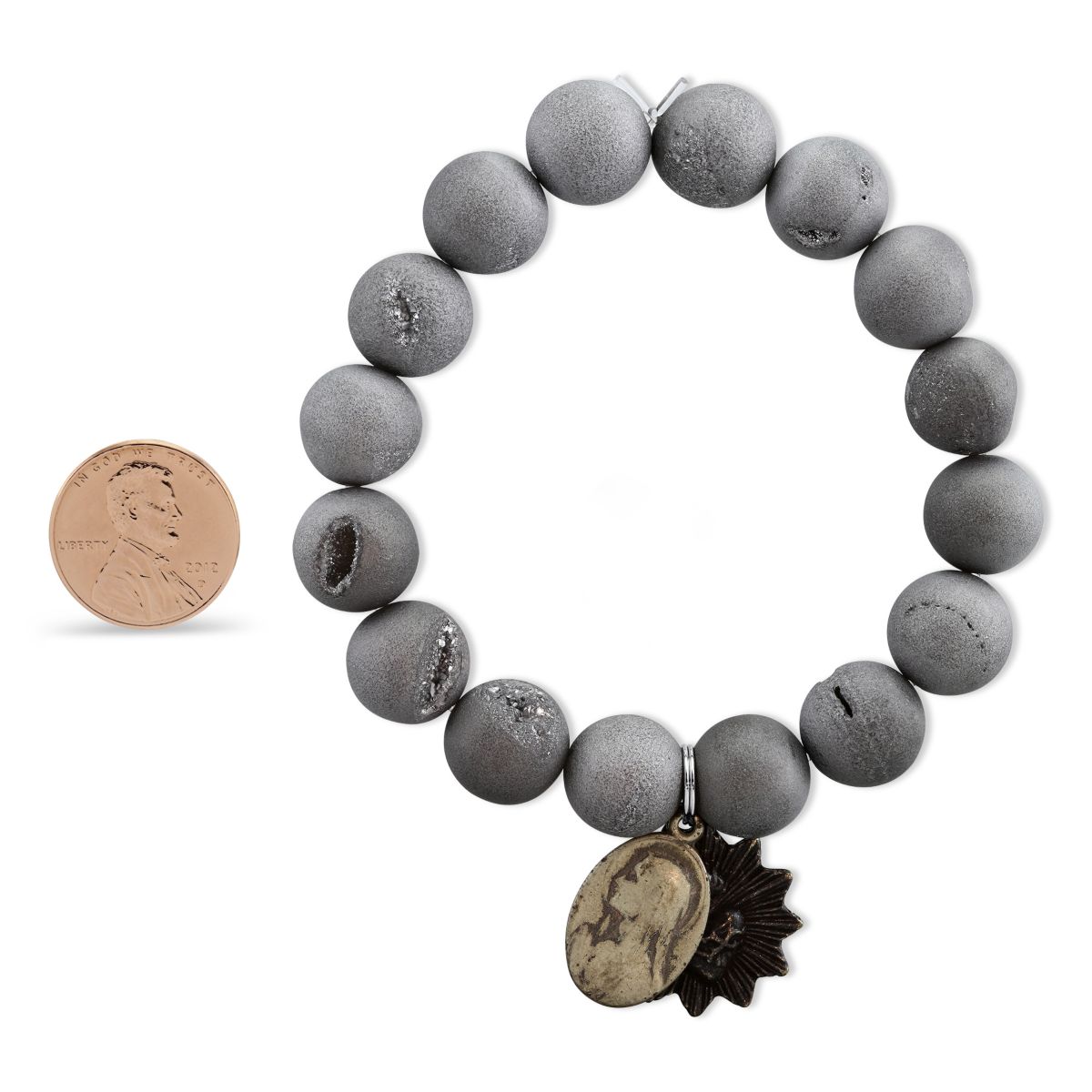 Miracle Icons by Mary Jo Pane Grey Druzy Agate Bracelet