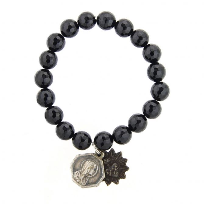 Miracle Icons by Mary Jo Pane Faceted Black Onyx Bracelet