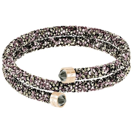Swarovski Crystaldust Rose Tone Multi-Color Cross Double Bangle, Small Swarovski Crystaldust Rose Tone Multi-Color Cross Double Bangle, Small