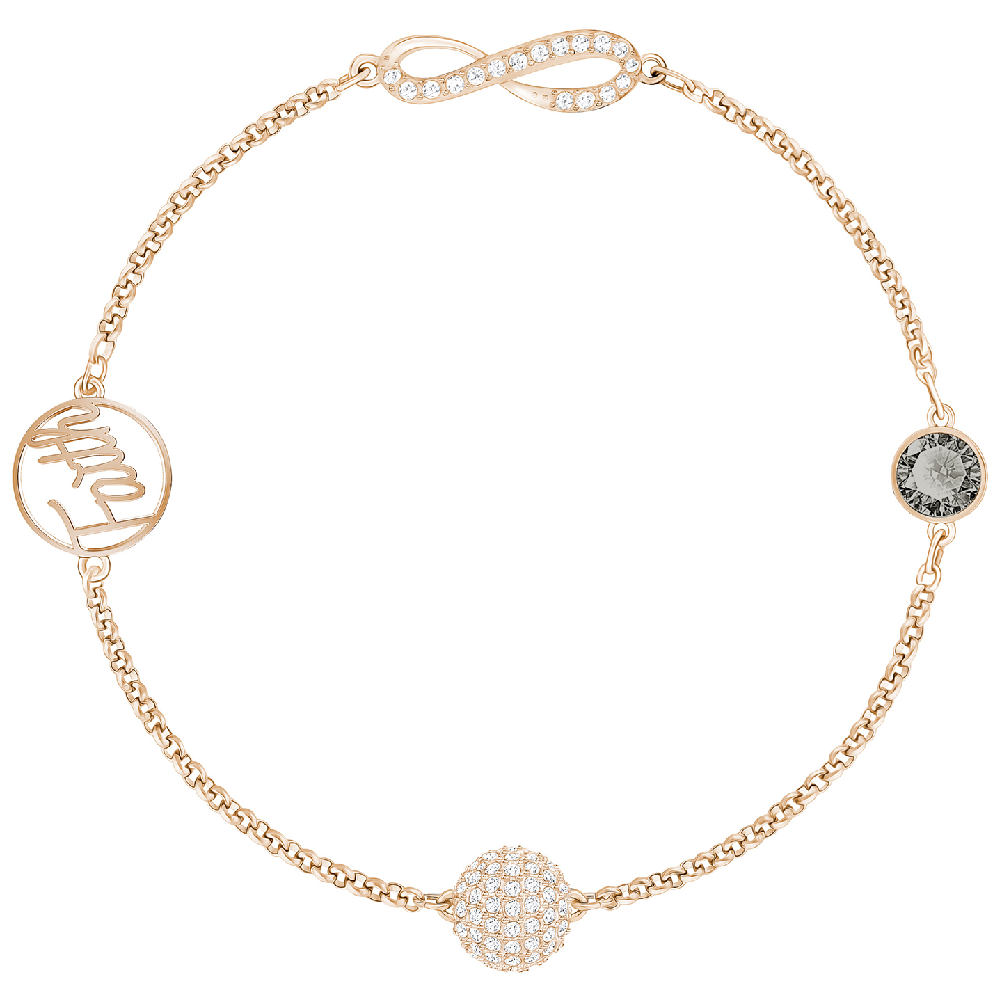 Swarovski Remix Rose Tone Infinity & Faith Crystal Station Bracelet