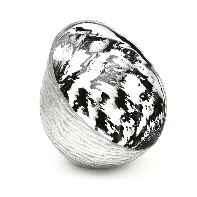 Silver Pools Angled Glass Candle Holder, Large