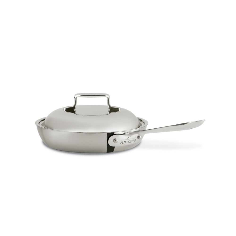 All-Clad Brushed Stainless D5 French Skillet with Lid, 9
