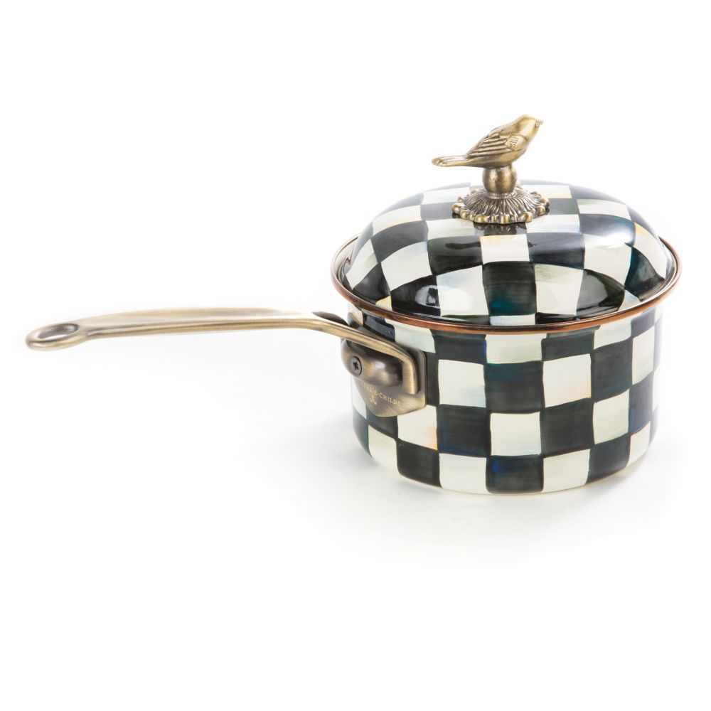 Mackenzie-Childs Courtly Check Enamel Saucepan, 2.5 qt