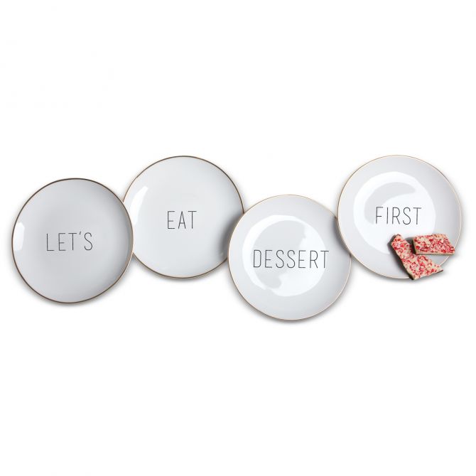 8 Oak Lane Let's Eat Dessert First Dessert Plates,  Set of 4