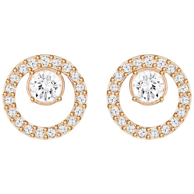 Swarovski Creativity Circle Rose Tone Pierced Earrings, Small