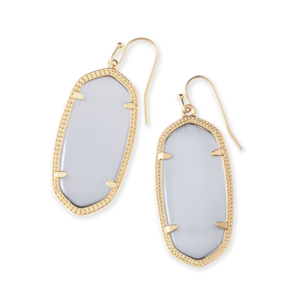 Kendra Scott Elle Gold Tone Slate Cats Eye Drop Earrings
