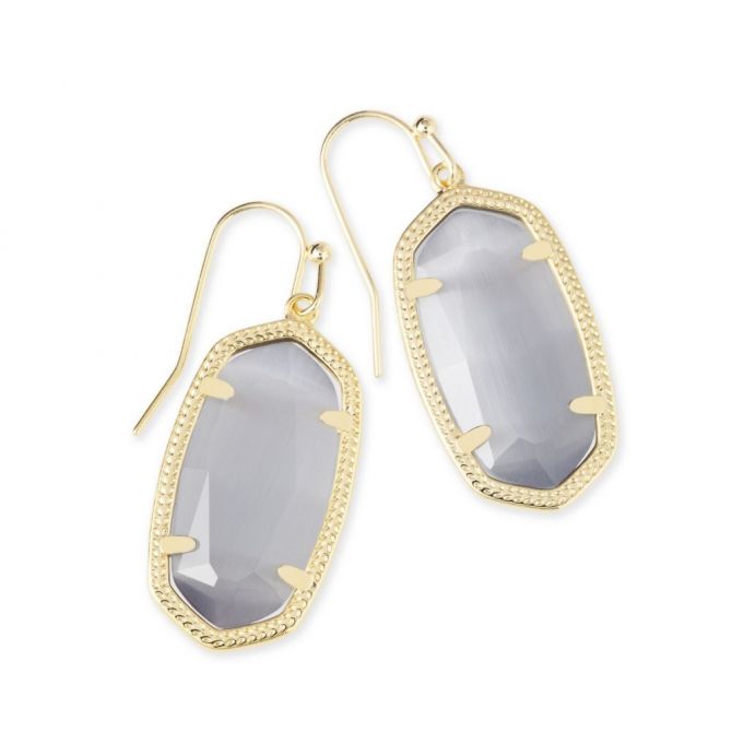 Kendra Scott Dani Gold Tone Earrings in Slate Cats Eye