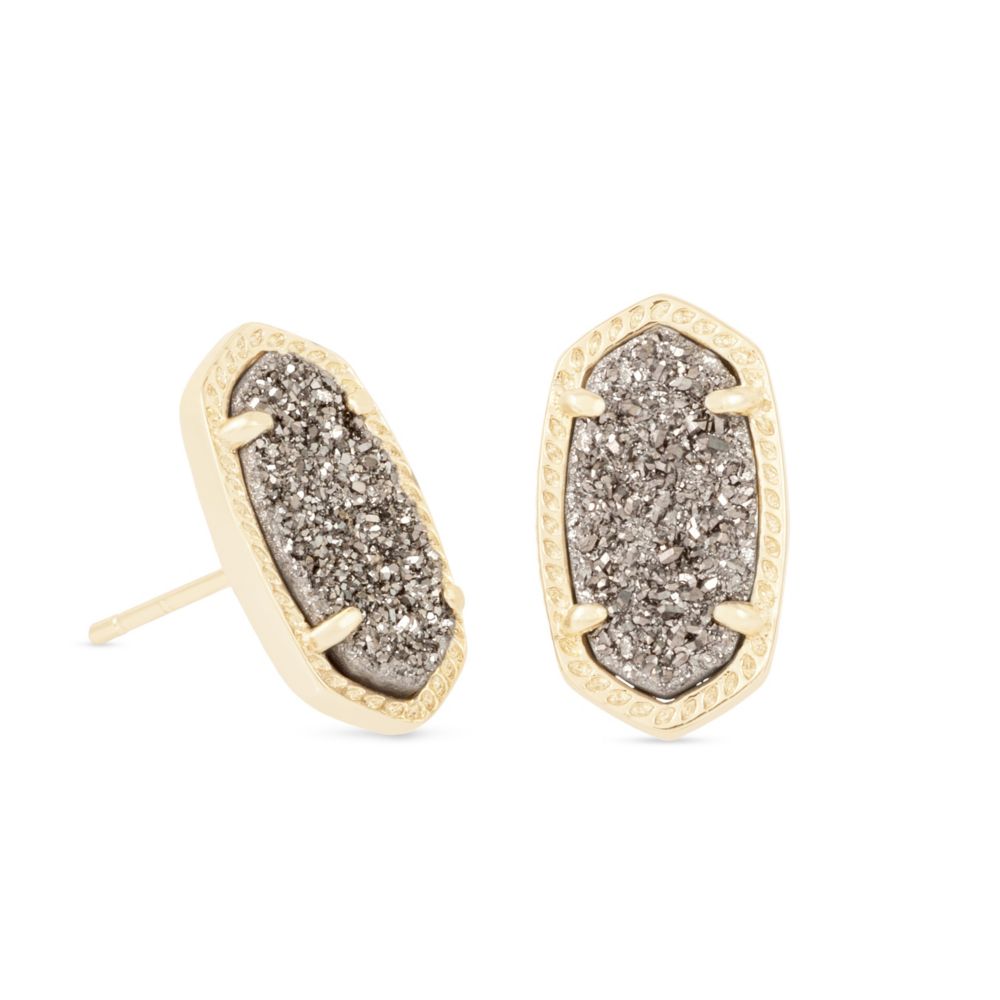 Kendra Scott Ellie Gold Tone Platinum Drusy Stud Earrings