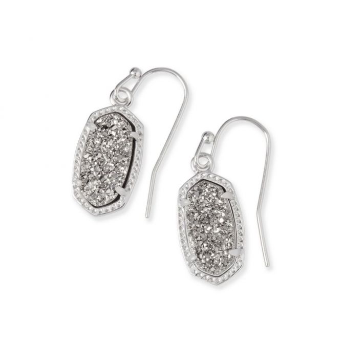Kendra Scott Lee Rhodium Platinum Drusy Earrings