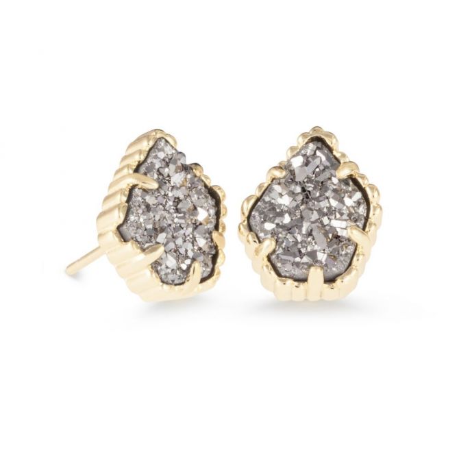 Kendra Scott Tessa Gold Tone Platinum Drusy Stud Earrings