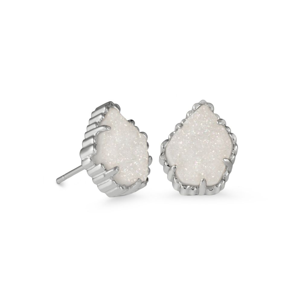 Kendra Scott Tessa Rhodium Iridescent Drusy Stud Earrings