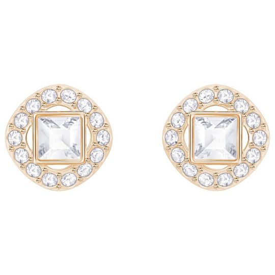 Swarovski Angelic Rose Tone White Square Pierced Earrings Swarovski Angelic Rose Tone White Square Pierced Earrings