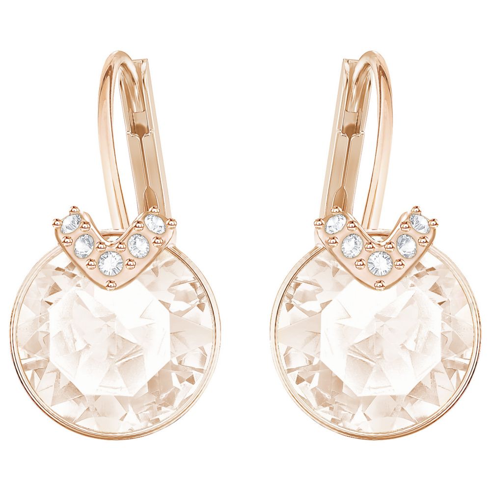 Swarovski Bella Rose Tone Pink Crystal Mini Pierced Earrings