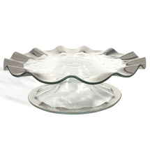 Annieglass Ruffle Platinum Pedestal Cake Plate