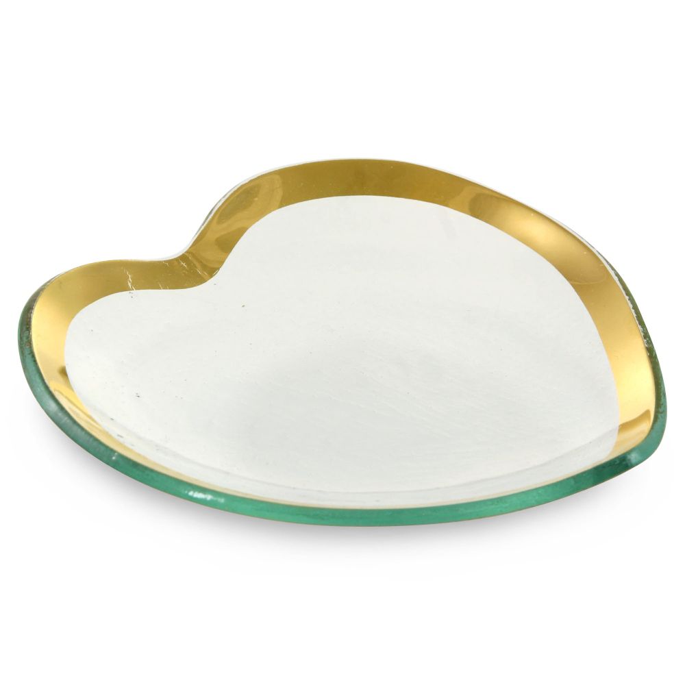 Annieglass Gold Heart Plate, 7