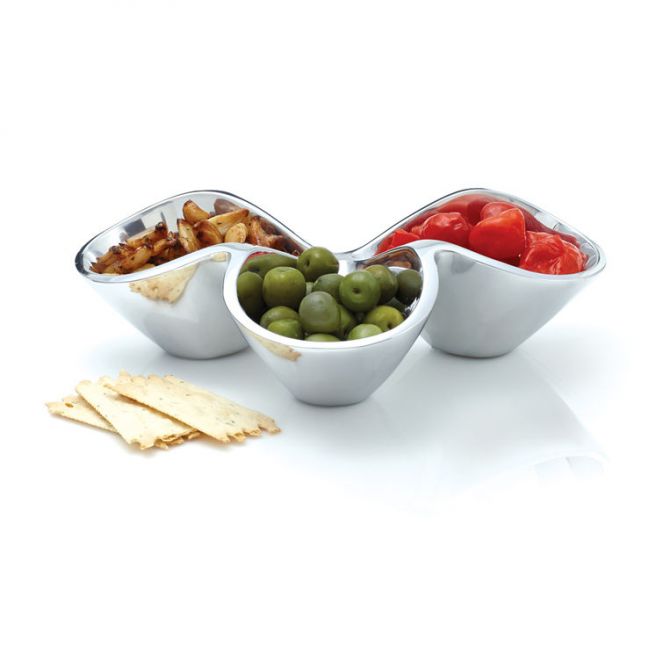 Nambe Bella Triple Condiment Server