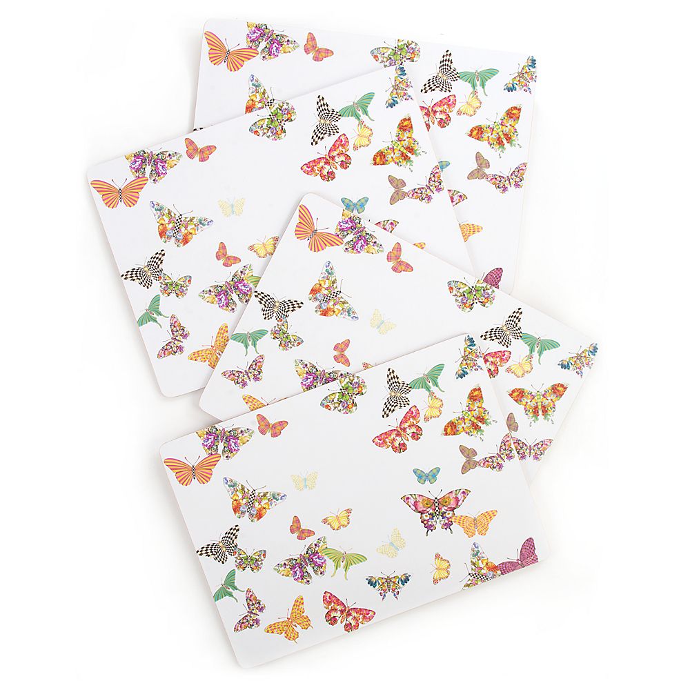 MacKenzieChilds Butterfly Garden White Placemats, Set of 4 32618