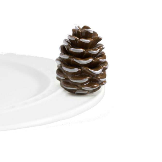 Nora Fleming Brown & White Pinecone Mini
