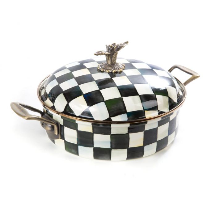 Mackenzie-Childs Courtly Check Enamel Casserole/Dutch Oven, 5 qt