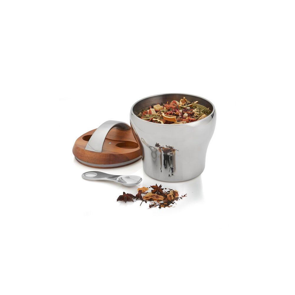Nambe Bulbo Tea Canister With Scoop