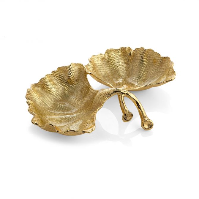 Michael Aram Gingko Gold Double Compartment Dish, 10"
