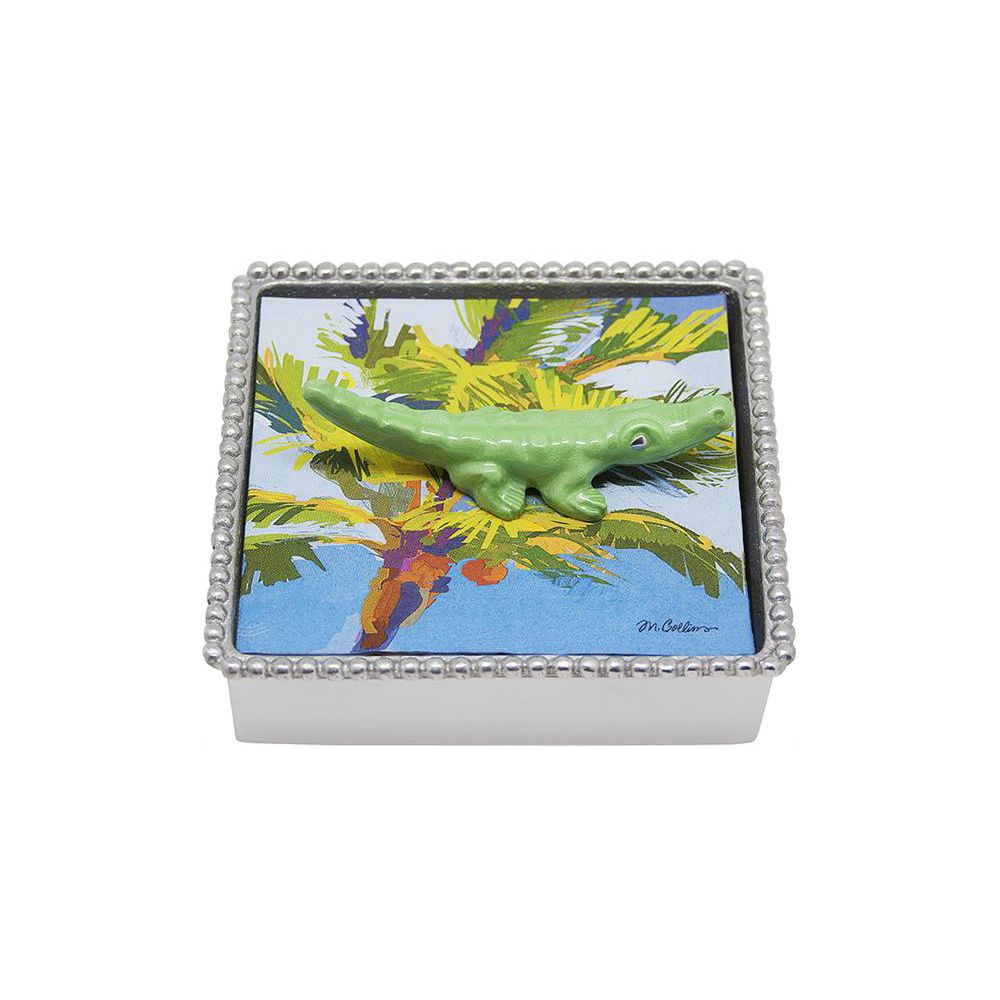 Mariposa Beaded Napkin Box with Alligator Weight & Napkins 2145C
