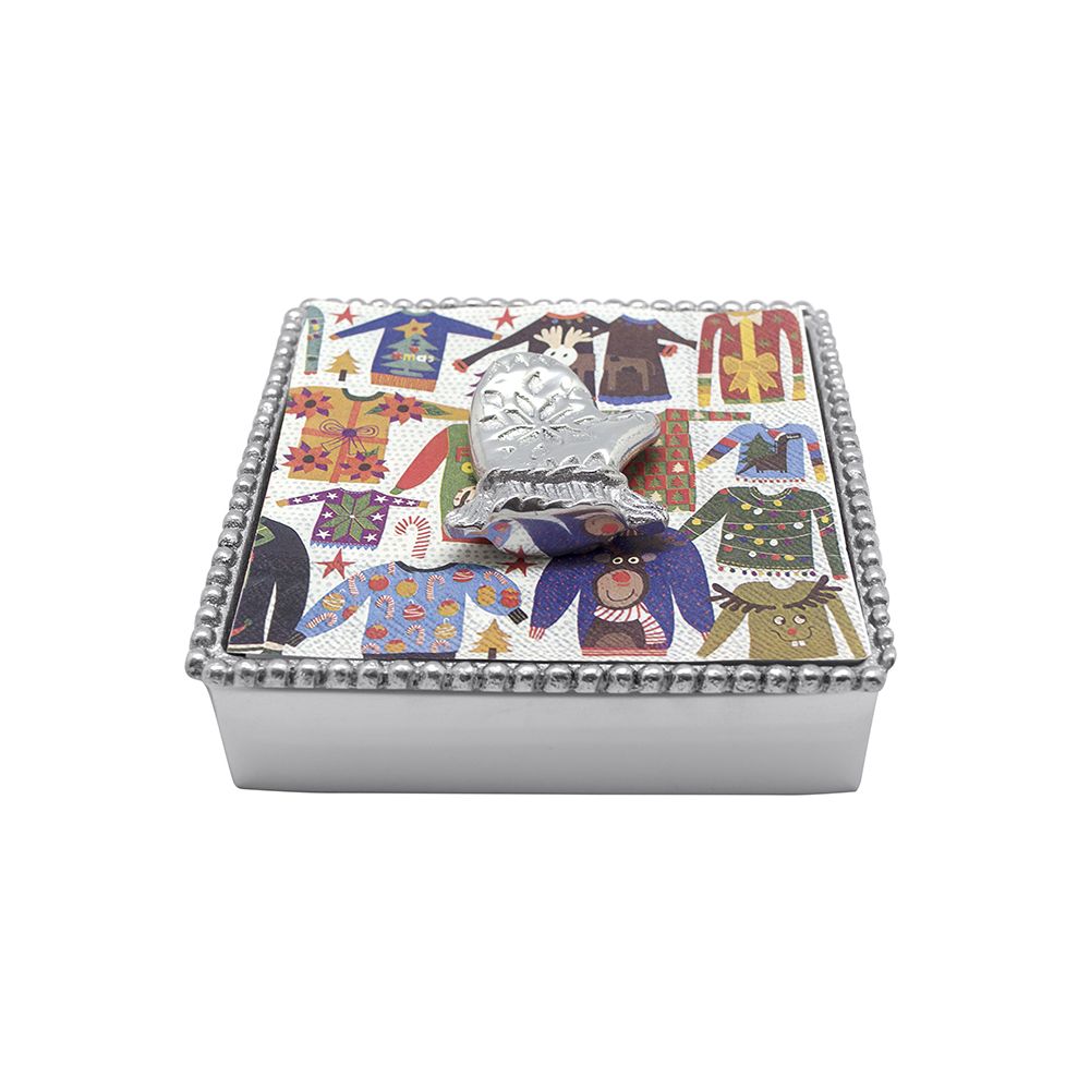 Mariposa Beaded Napkin Box with Mitten Weight & Napkins 4065C