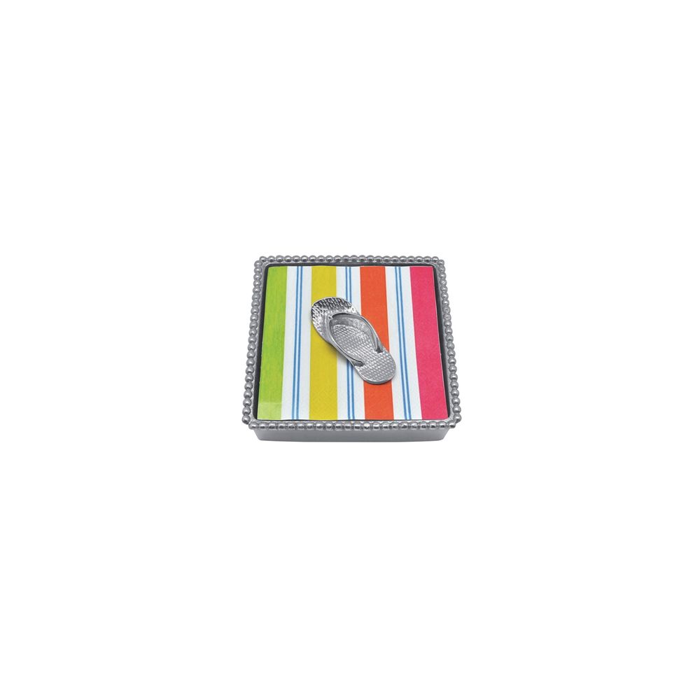 Mariposa Beaded Napkin Box with Flip Flop Weight & Napkins