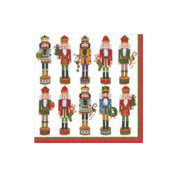 Caspari Nutcracker Parade Paper Cocktail Napkins, White Caspari Nutcracker Parade Paper Cocktail Napkins, White