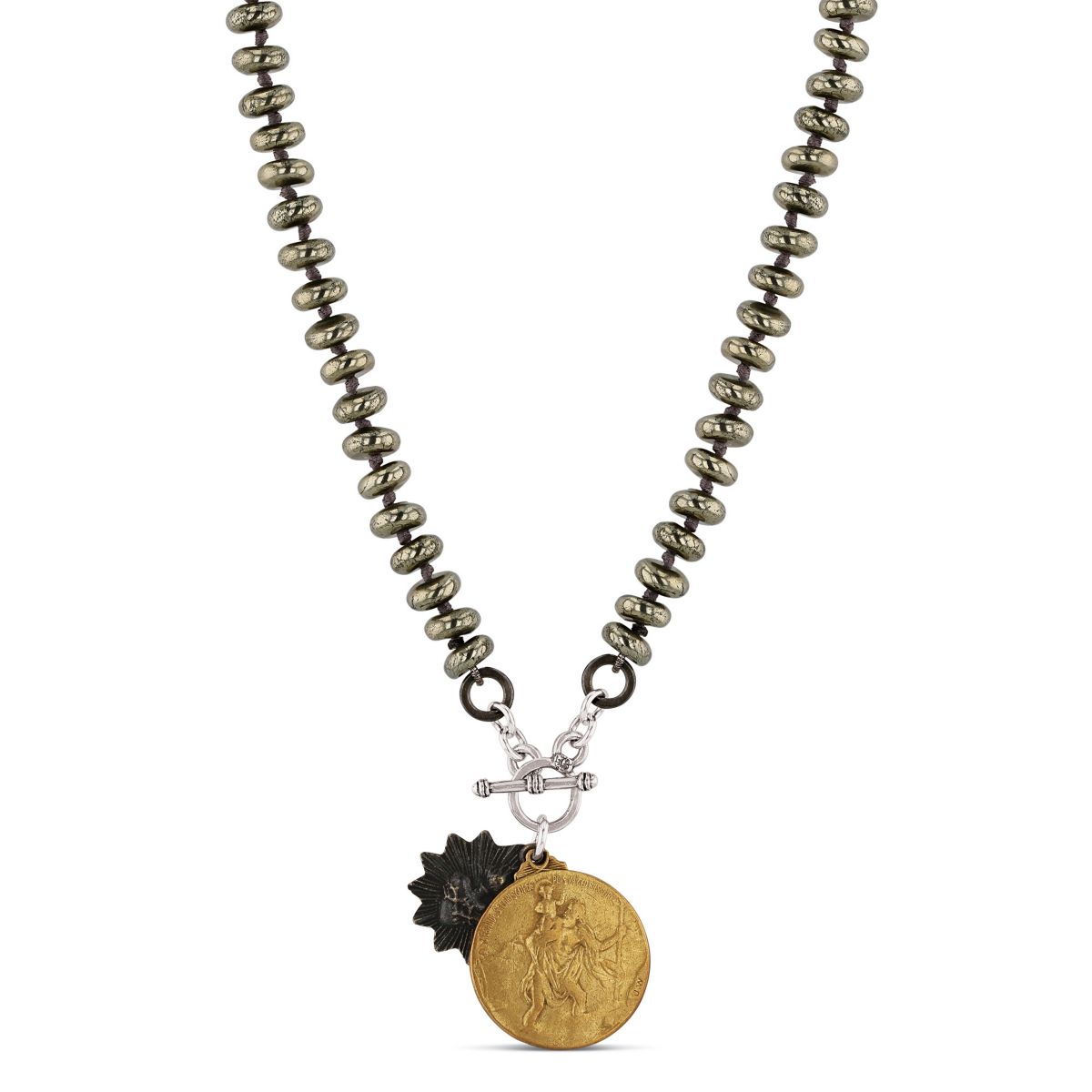Miracle Icons by Mary Jo Pane Pyrite Toggle Necklace