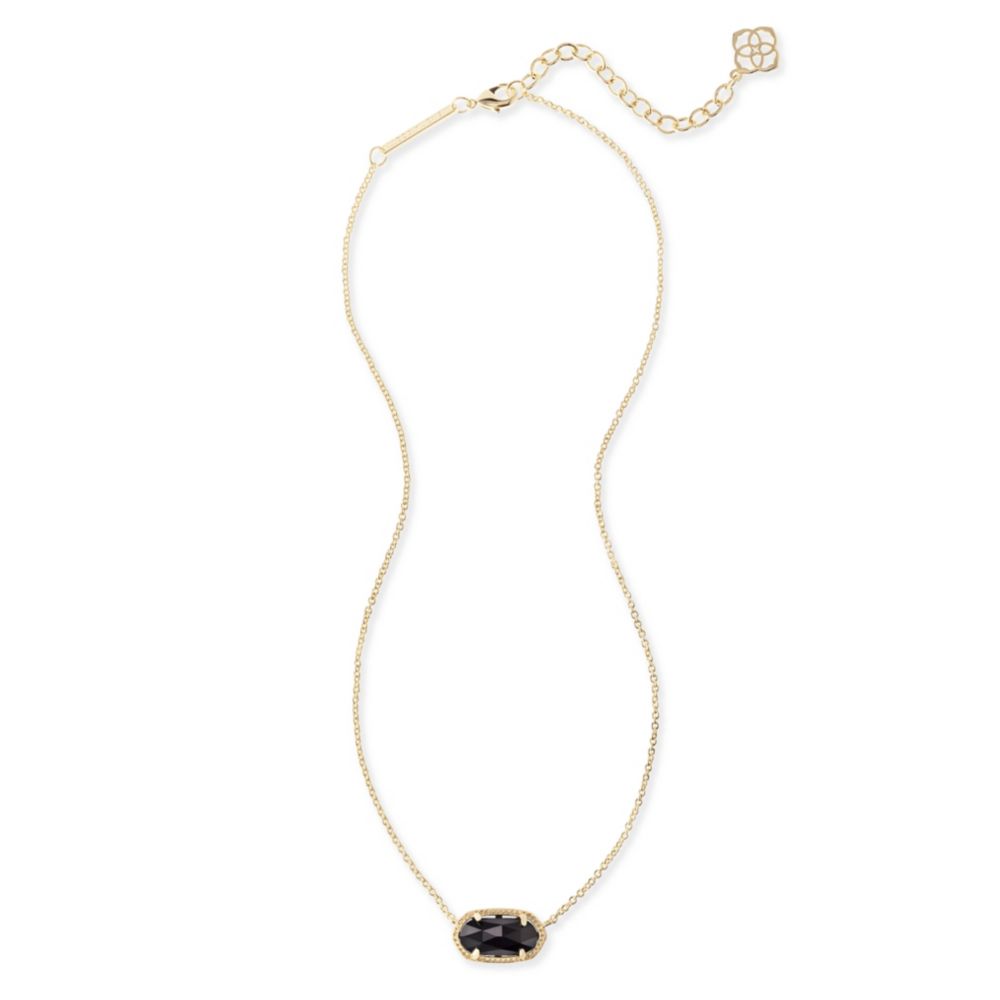 Kendra Scott Elisa Gold Tone Black Glass Gem Necklace, 15