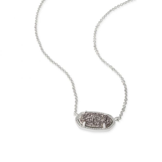 Kendra Scott Elisa Rhodium Platinum Drusy Necklace, 15"