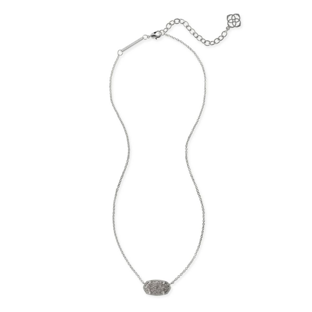 Kendra Scott Elisa Rhodium Platinum Drusy Necklace, 15