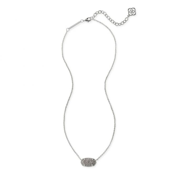 Kendra Scott Elisa Rhodium Platinum Drusy Necklace, 15