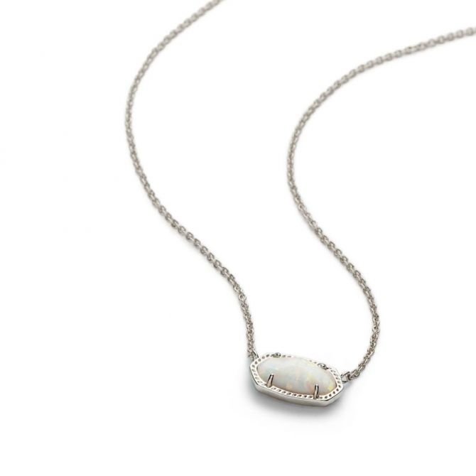 Cross Silver Pendant Necklace in White Kyocera Opal | Kendra Scott
