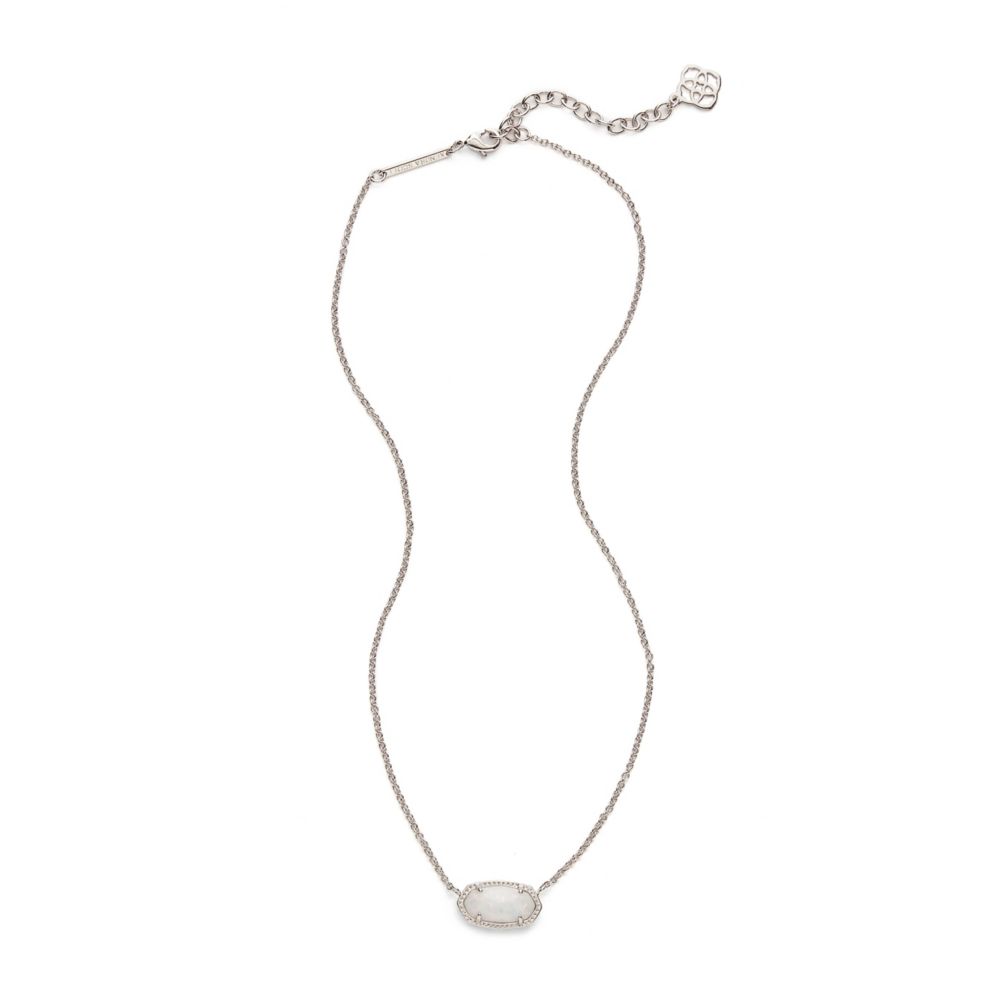 Kendra Scott Elisa Rhodium White Opal Necklace, 15