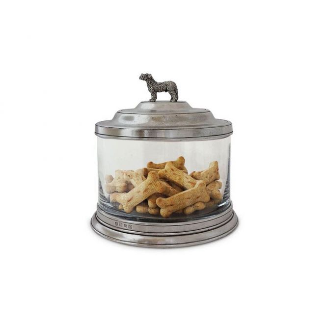 Match Pewter Glass Cookie Jar with Dog Finial