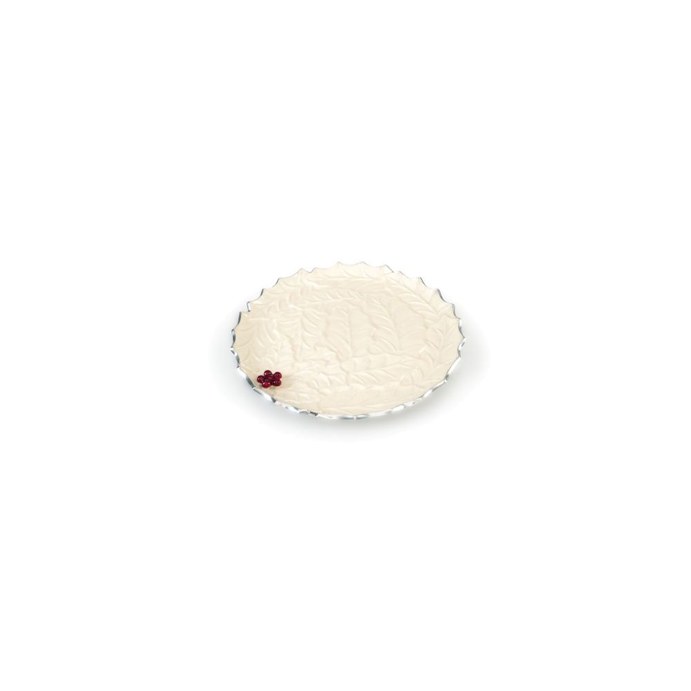Julia Knight Holly Sprig Round Platter, Snow