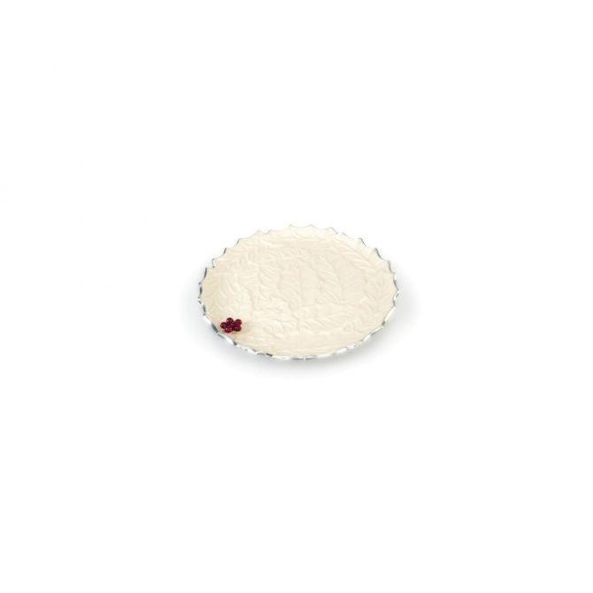 Julia Knight Holly Sprig Round Platter, Snow